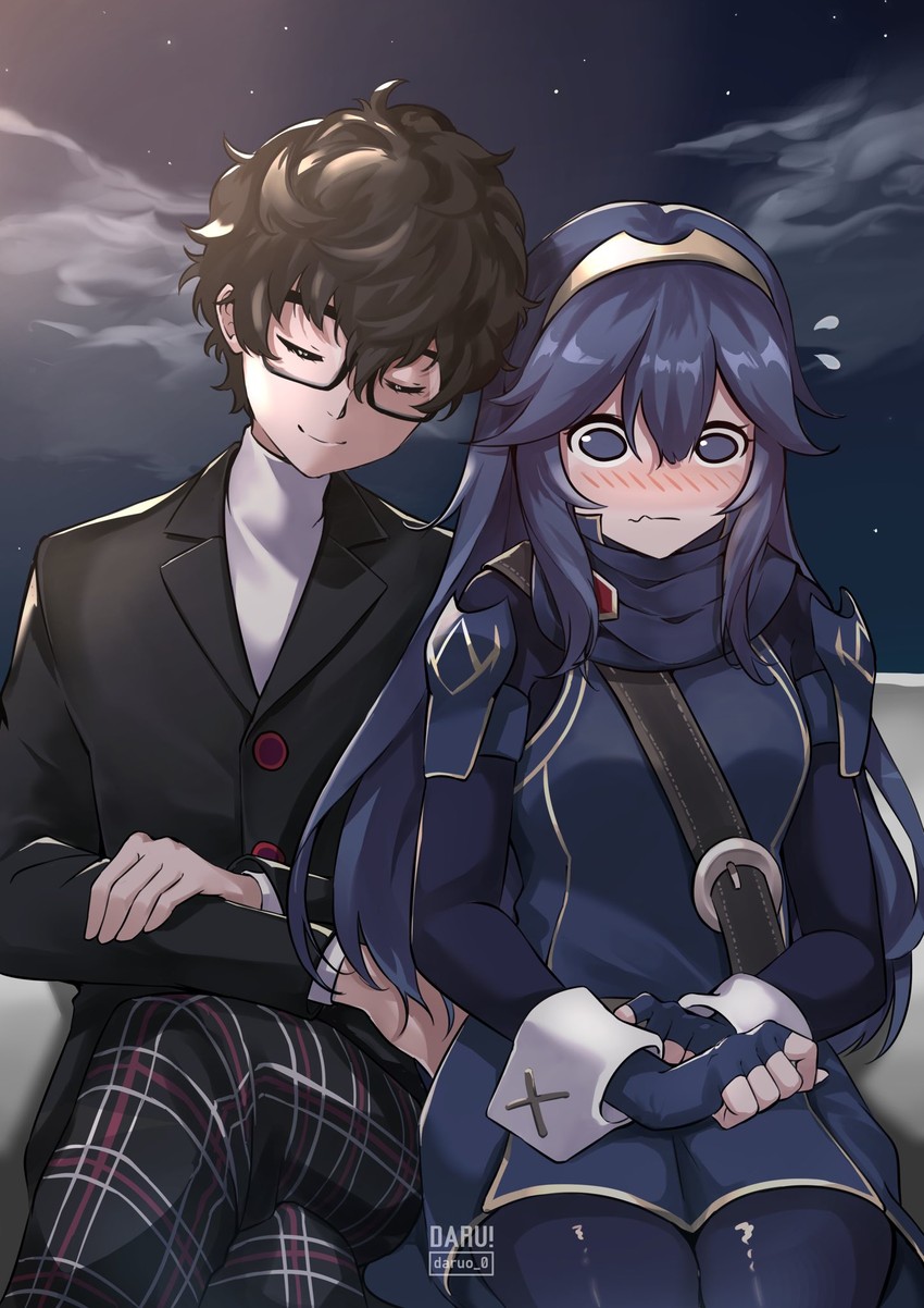 lucina and amamiya ren (fire emblem and 4 more) drawn by daru