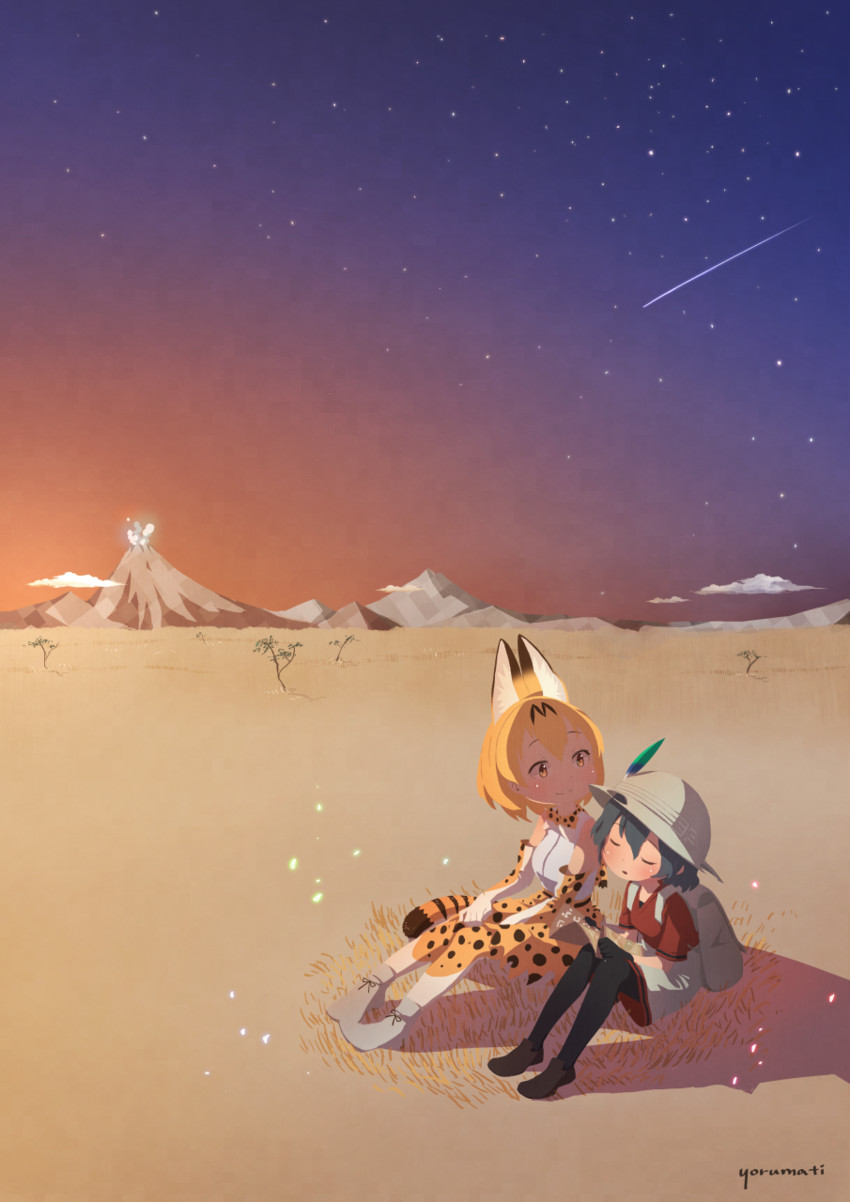 serval and kaban (kemono friends) drawn by yorumachi_rat