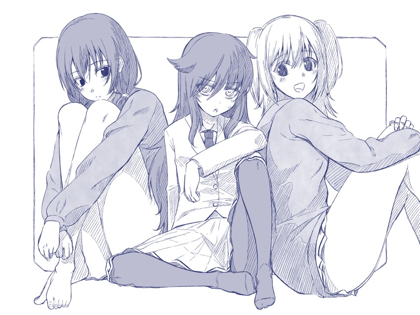 kuroki tomoko, tamura yuri, and nemoto hina (watashi ga motenai no wa dou kangaetemo omaera ga warui!) drawn by tamezou
