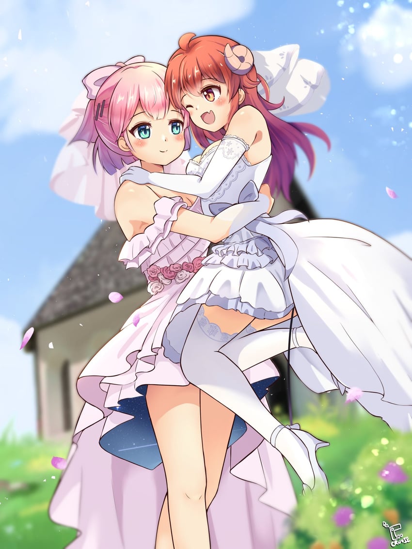 yoshida yuuko and chiyoda momo (machikado mazoku) drawn by cruvie