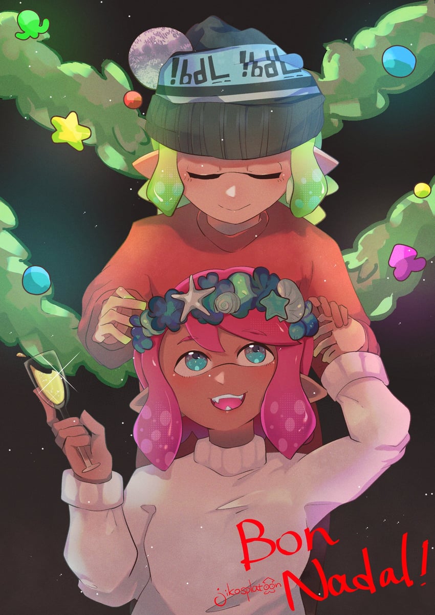inkling player character, inkling girl, and inkling boy (splatoon and 1 more) drawn by jikosplatoon