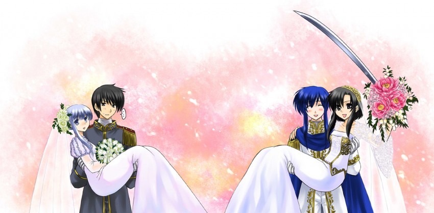 seliph, julia, larcei, and scathach (fire emblem and 1 more) drawn by bo_(774berry)