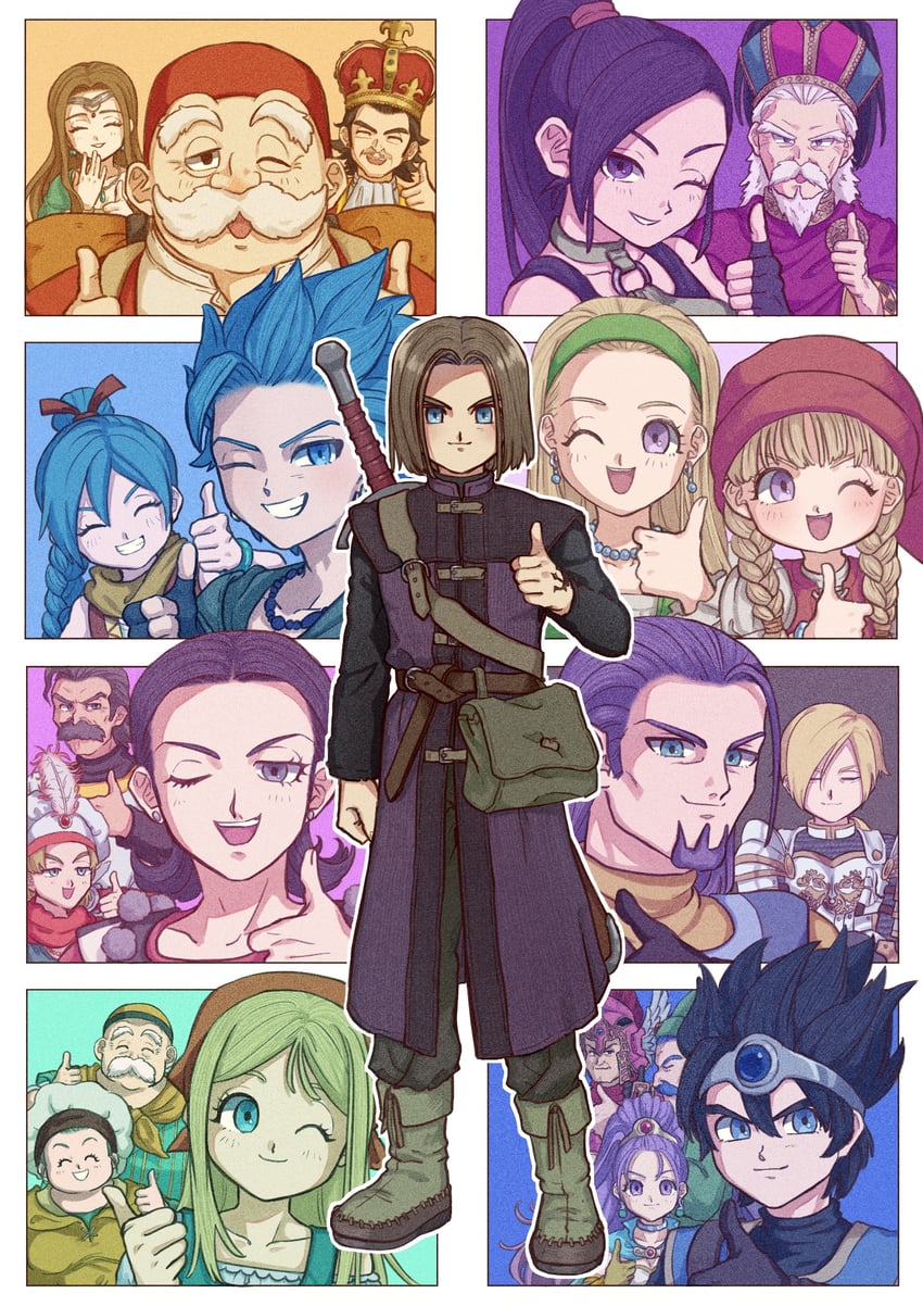 hero, martina, camus, veronica, senya, and 17 more (dragon quest and 1 more) drawn by amagosi_koto