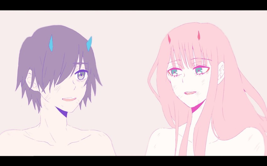 zero two and hiro (darling in the franxx) drawn by mukkun696