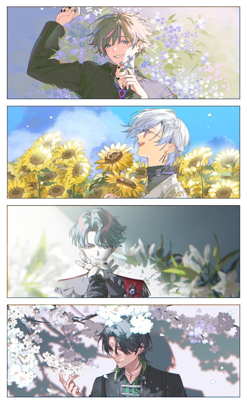 freodore, kaelix debonair, zeal ginjoka, and seible (nijisanji and 1 more) drawn by kaohom503