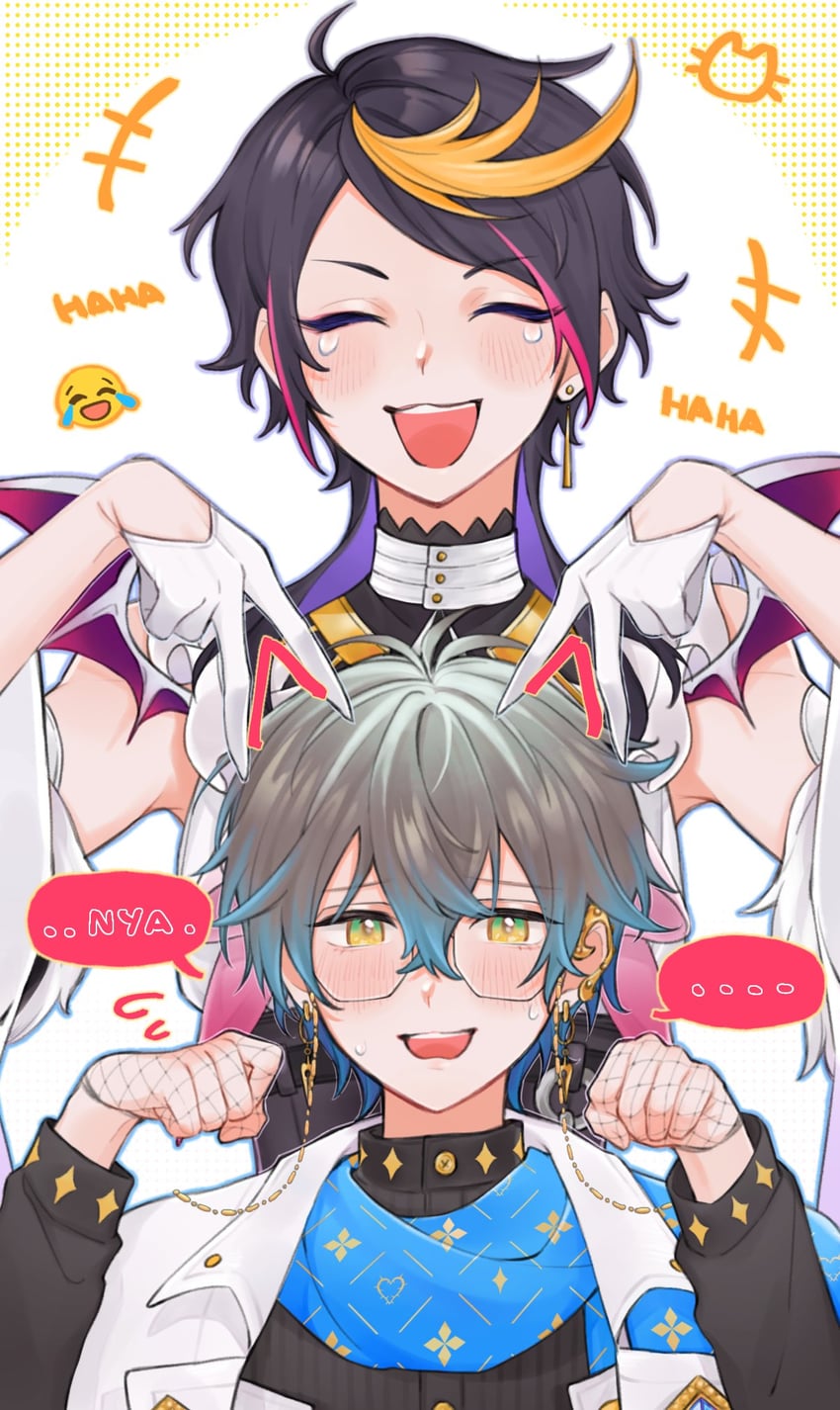 ike eveland and shu yamino (nijisanji and 1 more) drawn by meat_(1229)
