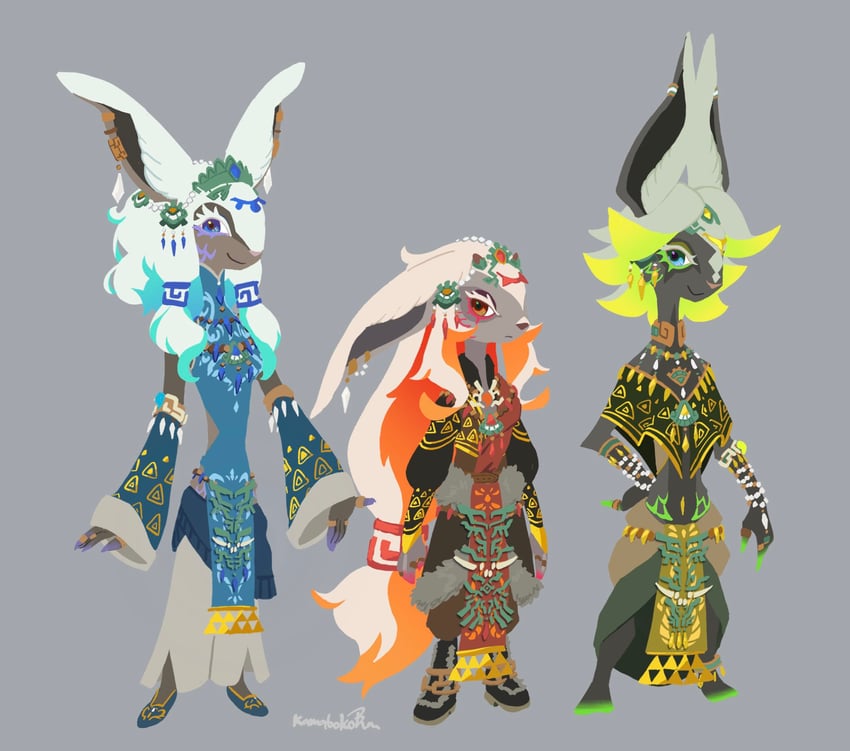 farosh, dinraal, and naydra (the legend of zelda and 1 more) drawn by kamabokobun