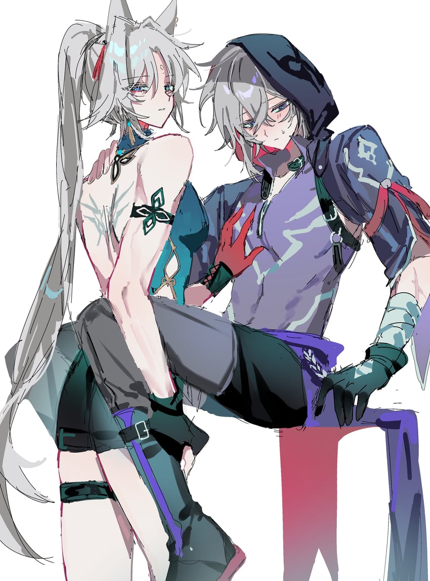 feixiao and moze (honkai and 1 more) drawn by wuchabiechen