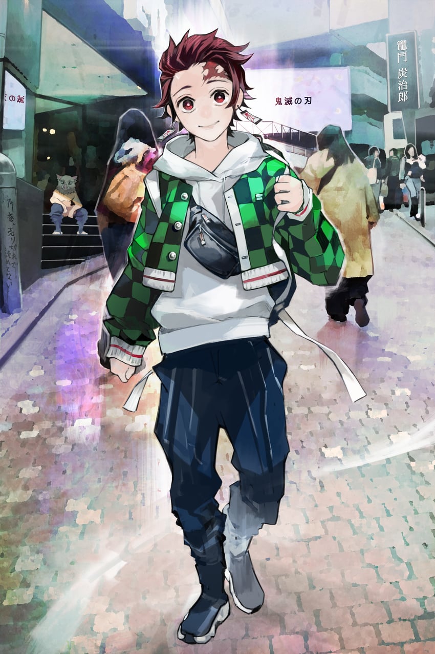 kamado tanjirou and hashibira inosuke (kimetsu no yaiba) drawn by kyuuba_melo