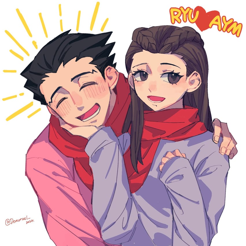 phoenix wright and iris (ace attorney and 1 more) drawn by demorzel