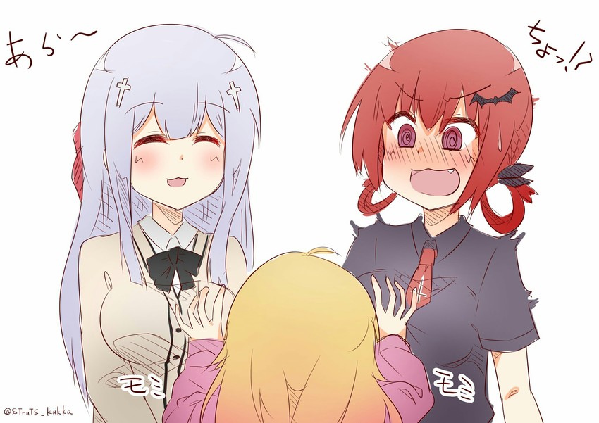 satanichia kurumizawa mcdowell, gabriel tenma white, and raphiel shiraha ainsworth (gabriel dropout) drawn by struts