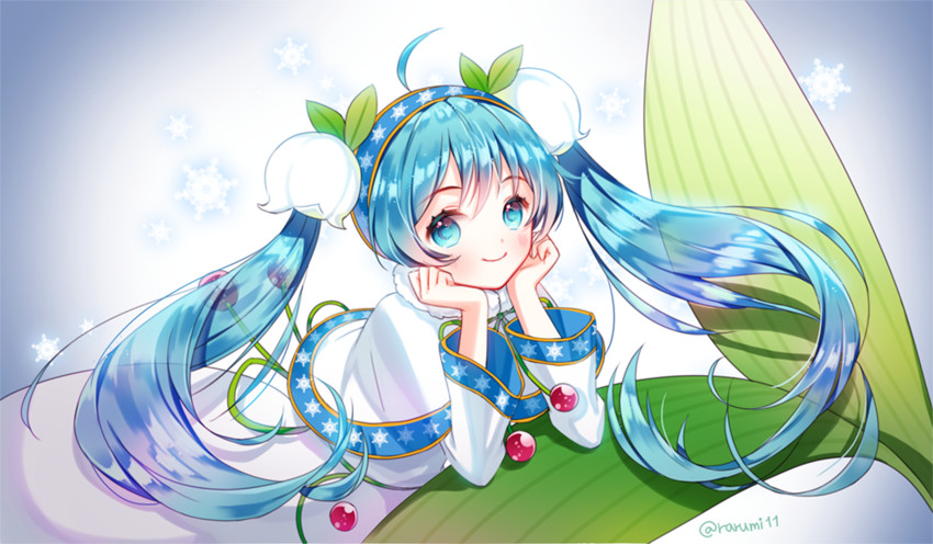 hatsune miku and yuki miku (vocaloid) drawn by rumi_(rarumi11)