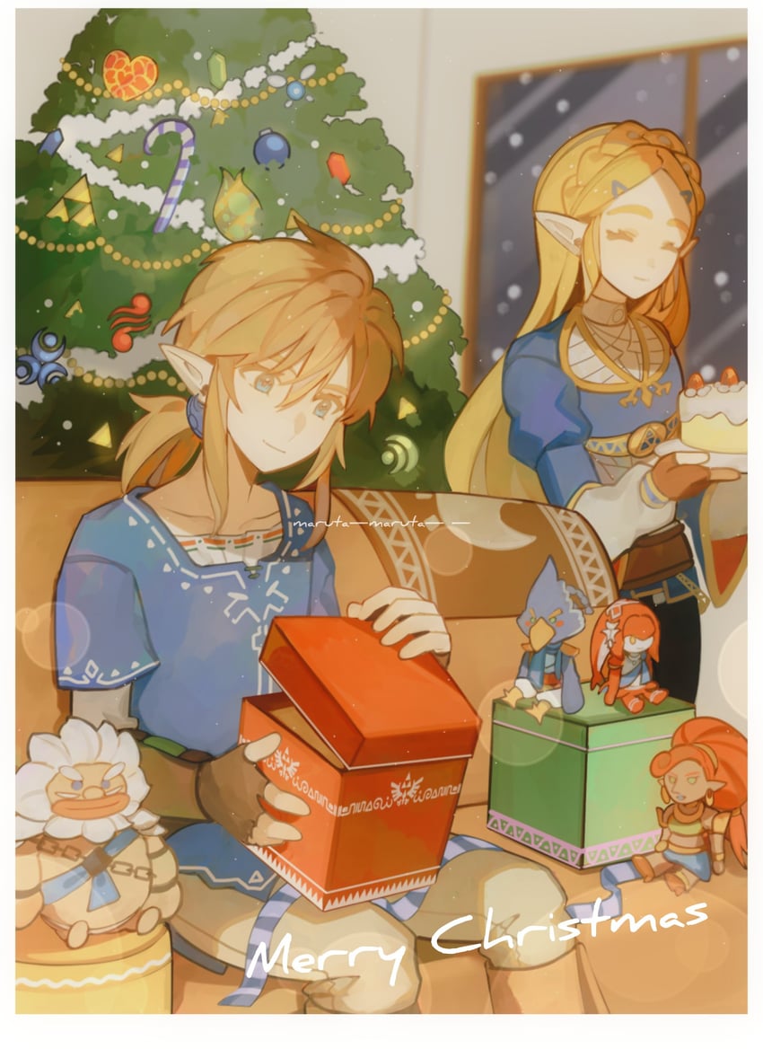 link, princess zelda, mipha, urbosa, revali, and 1 more (the legend of zelda and 1 more) drawn by maruta_maruta
