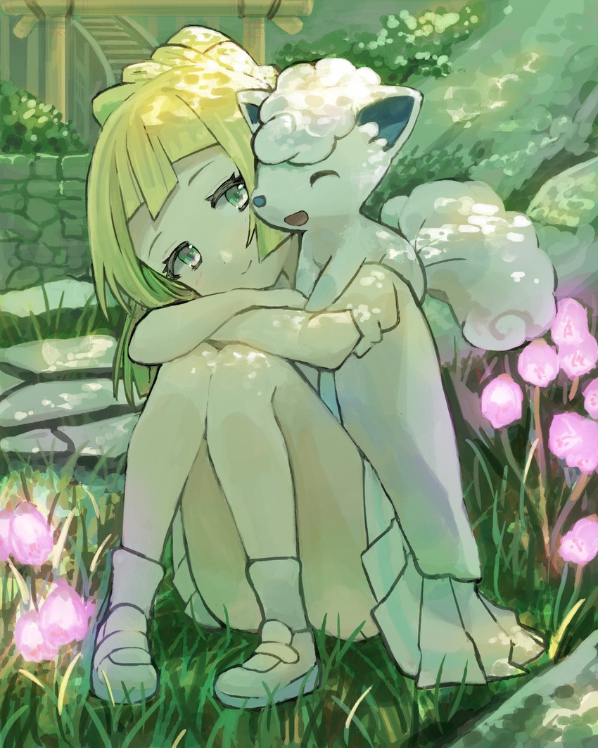 lillie and alolan vulpix (pokemon and 1 more) drawn by peppedayo_ne