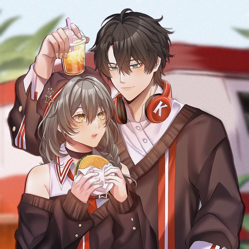 trailblazer, stelle, and dan heng (honkai and 2 more) drawn by harusa18865980