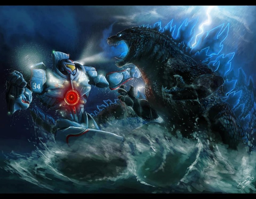 godzilla and gipsy danger (godzilla and 1 more) drawn by sean_sumagaysay