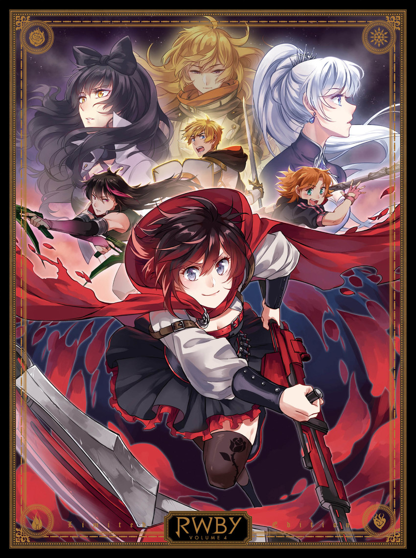 ruby rose, weiss schnee, yang xiao long, blake belladonna, nora valkyrie, and 2 more (rwby) drawn by lowah
