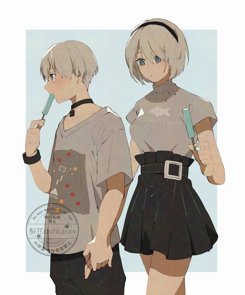 2b and 9s (nier and 1 more) drawn by ouka_(stan)