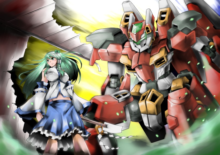 kochiya sanae and levrias (touhou and 2 more) drawn by gomibuta_kuzutarou
