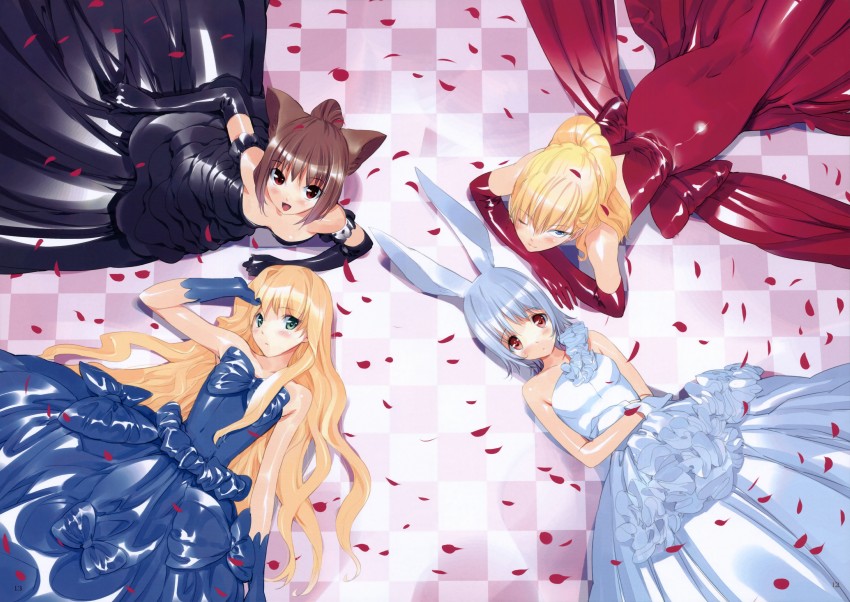 alice, cheshire cat, queen of hearts, and march hare (alice's adventures in wonderland) drawn by ueda_ryou