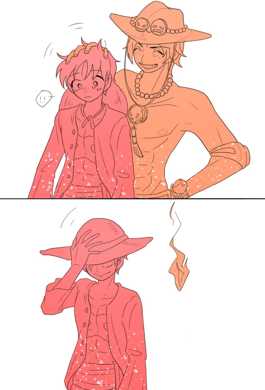 monkey d. luffy and portgas d. ace (one piece) drawn by ri_1357