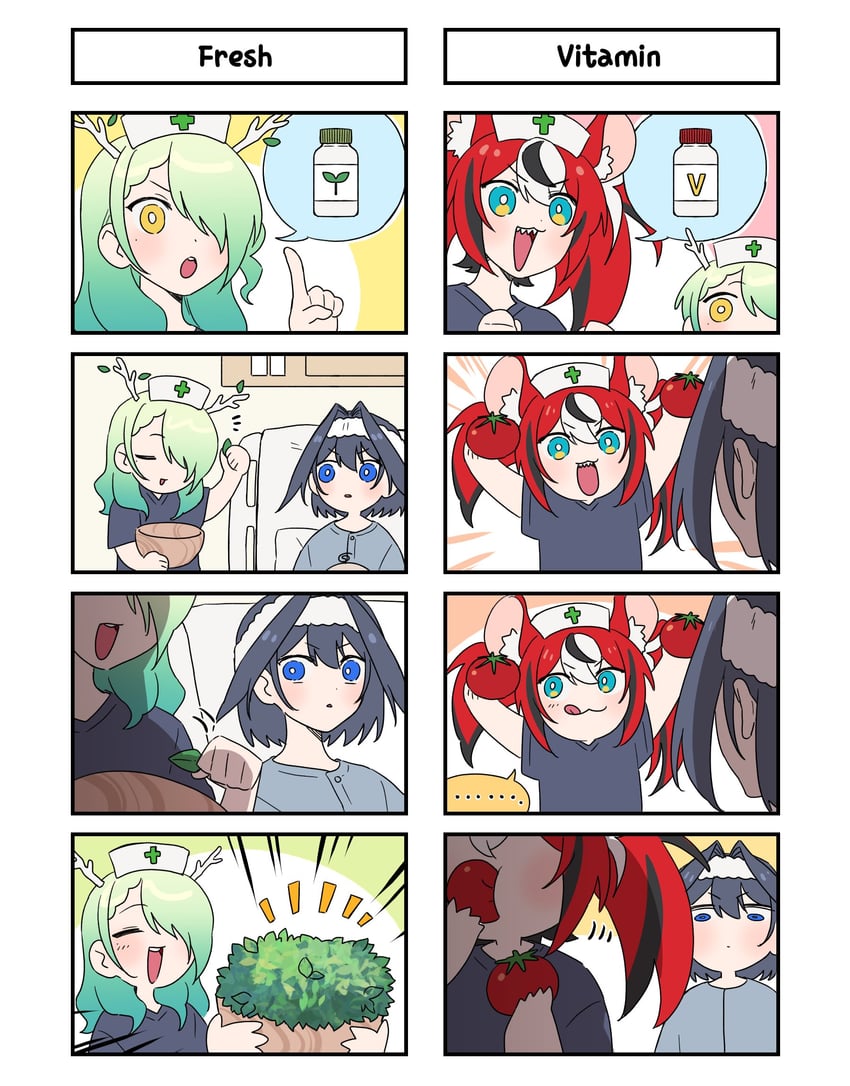 ouro kronii, hakos baelz, and ceres fauna (hololive and 1 more) drawn by 9am9am9am