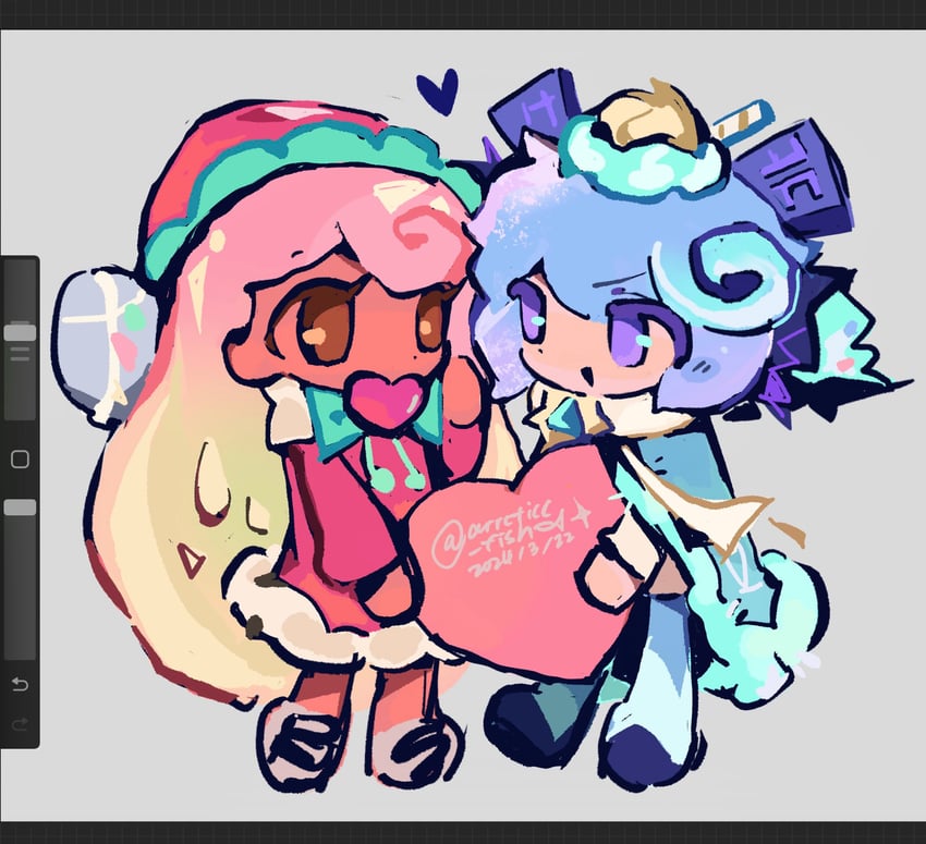 strawberry crepe cookie and strawberry cookie (cookie run and 1 more) drawn by arrcticc_fish