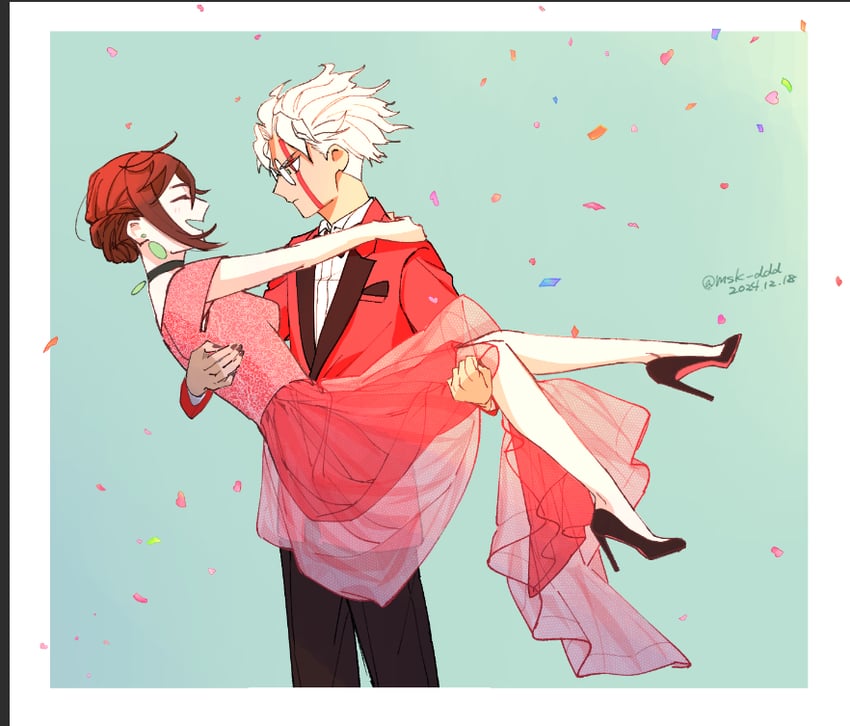 ayase momo and takakura ken (dandadan) drawn by msk_ddd