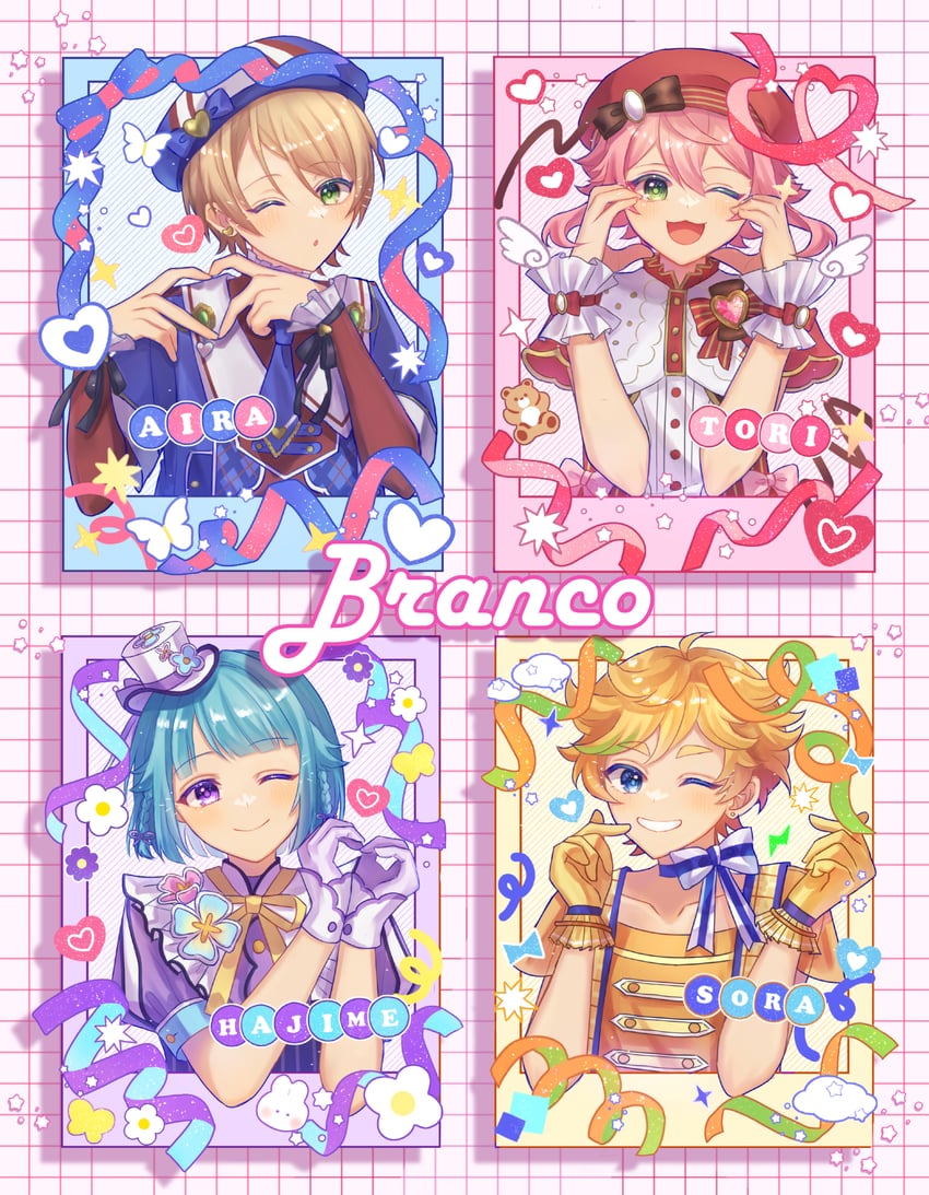 himemiya tori, shino hajime, shiratori aira, and harukawa sora (ensemble stars!) drawn by riri_(riri_nemuioo0)