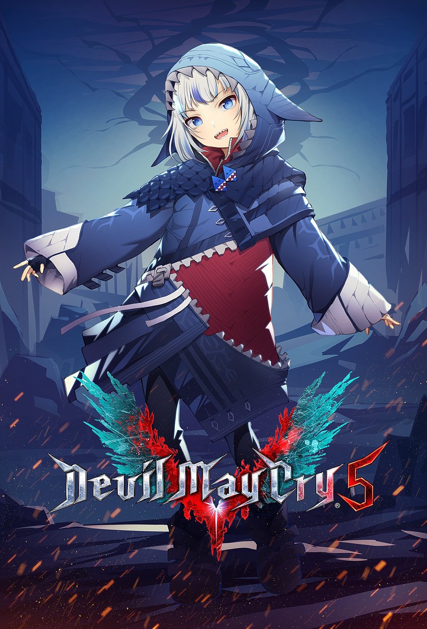 gawr gura (hololive and 3 more) drawn by shinidei