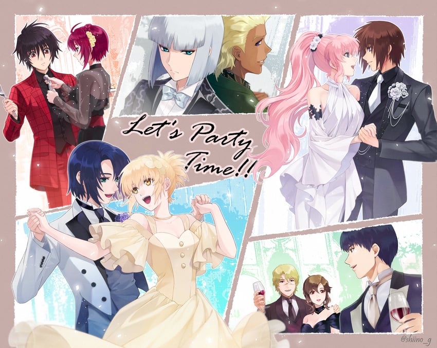 cagalli yula athha, athrun zala, lacus clyne, lunamaria hawke, kira yamato, and 6 more (gundam and 2 more) drawn by 7sino