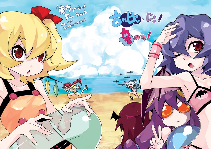 remilia scarlet, flandre scarlet, izayoi sakuya, patchouli knowledge, hong meiling, and 1 more (touhou and 1 more) drawn by tima