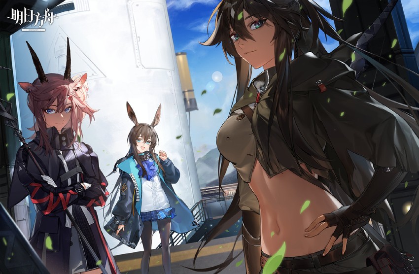 amiya, meteor, and earthspirit (arknights) drawn by hug_(yourhug)