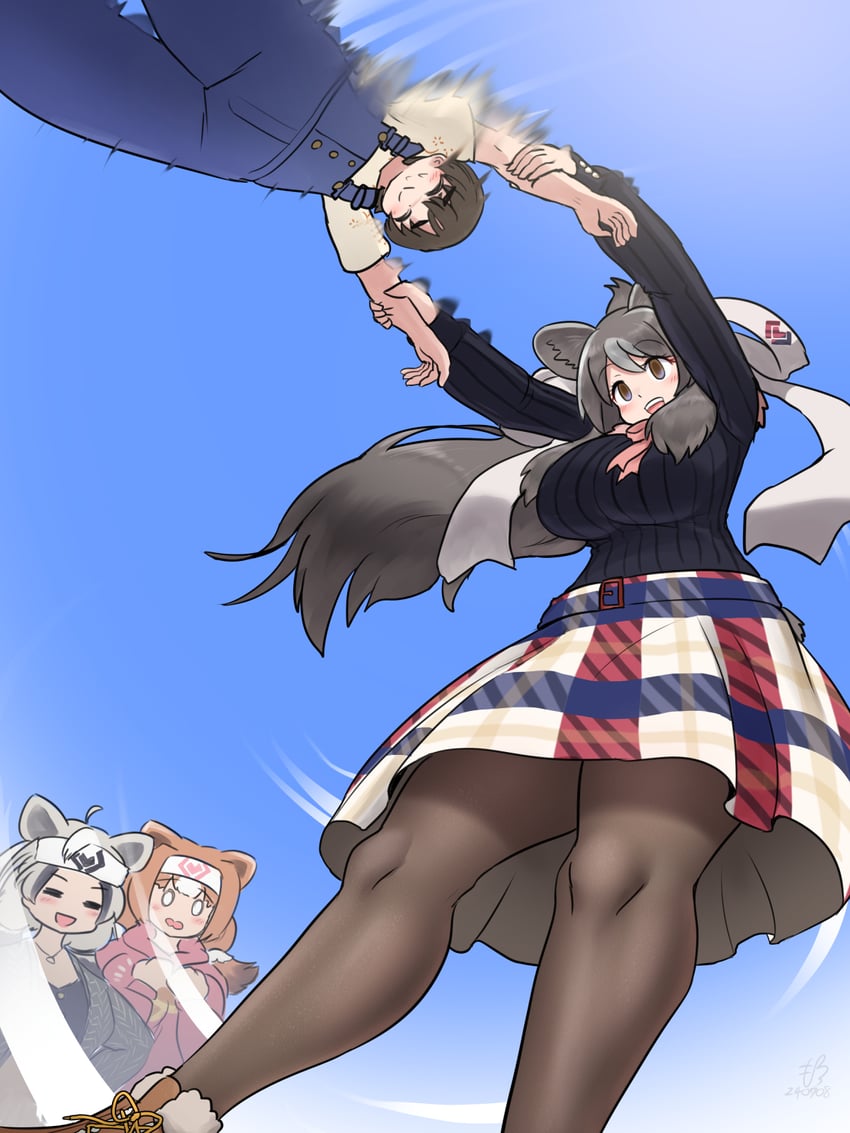 captain, bergman's bear, ezo brown bear, and kodiak bear (kemono friends and 1 more) drawn by mo23