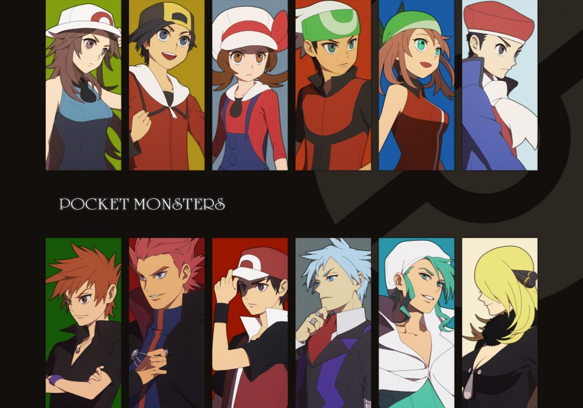 may, cynthia, red, ethan, blue oak, and 7 more (pokemon and 7 more) drawn by yohi