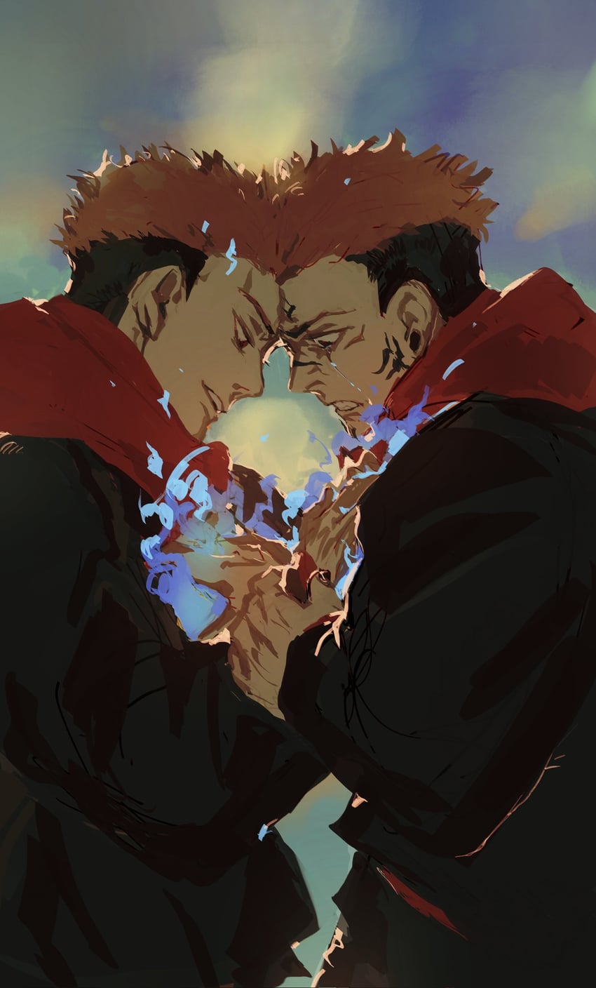 itadori yuuji and ryoumen sukuna (jujutsu kaisen) drawn by zei_aime
