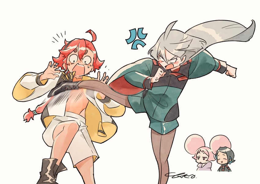suletta mercury, miorine rembran, chuatury panlunch, and nika nanaura (gundam and 1 more) drawn by yaco_(085)