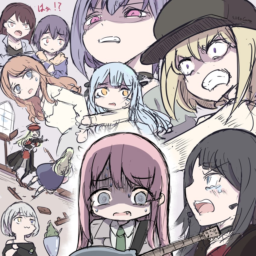 chihaya anon, togawa sakiko, nagasaki soyo, shiina taki, wakaba mutsumi, and 6 more (bang dream! and 1 more) drawn by siito_cumo
