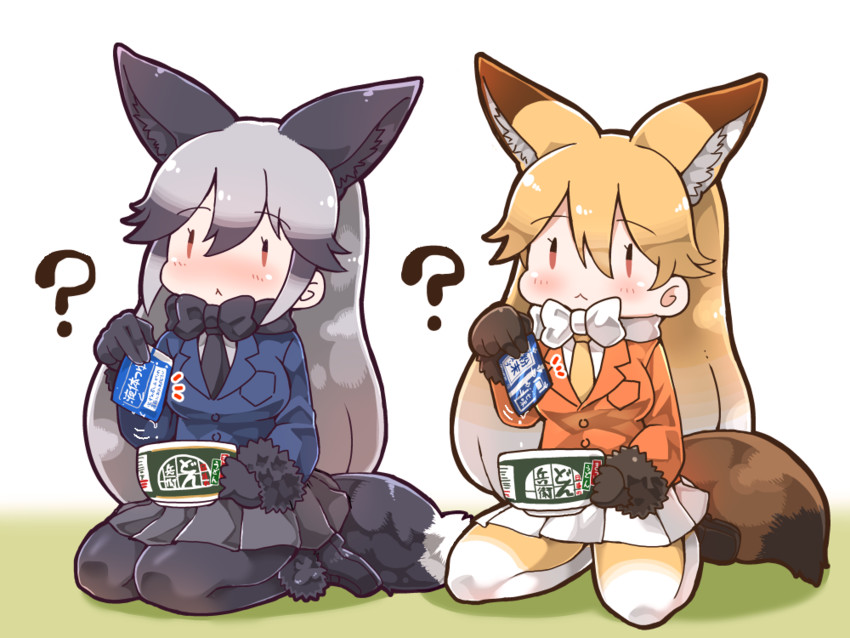 silver fox and ezo red fox (kemono friends) drawn by tanaka_kusao