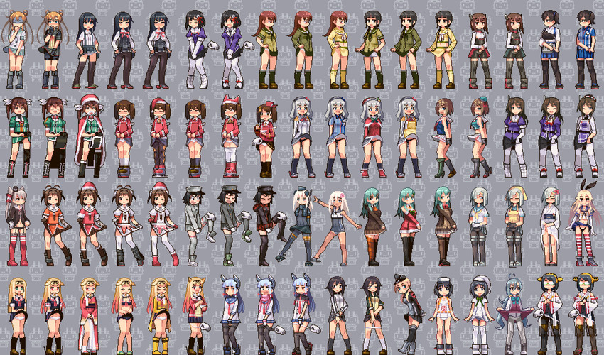 kaga, shimakaze, yuudachi, hamakaze, yuudachi kai ni, and 41 more (kantai collection and 1 more) drawn by temurei_(vovovov)