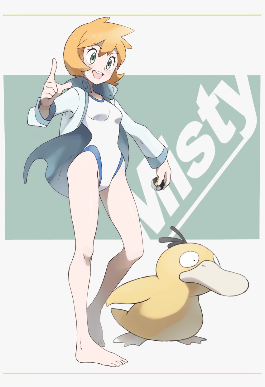 misty and psyduck (pokemon and 1 more) drawn by nomura_(buroriidesu)
