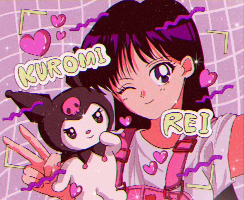 hino rei and kuromi (bishoujo senshi sailor moon and 2 more) drawn by kitakugoneru