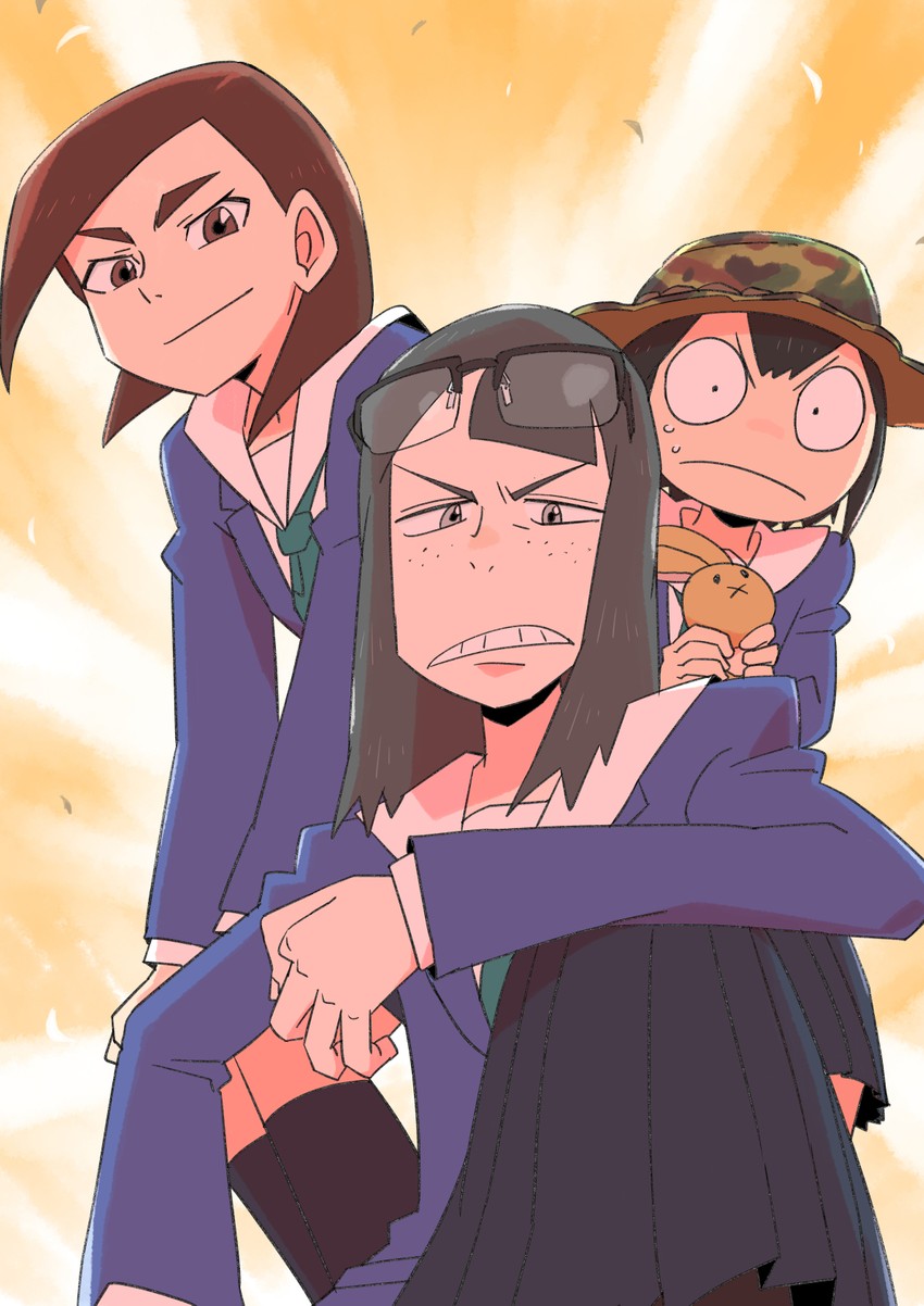 kanamori sayaka, asakusa midori, and mizusaki tsubame (eizouken ni wa te wo dasu na!) drawn by junnosu