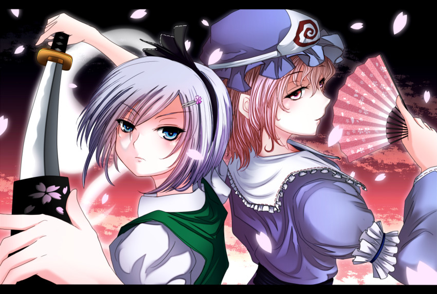 konpaku youmu and saigyouji yuyuko (touhou) drawn by nuka_(nvkka)