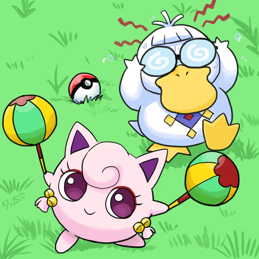 shampoo, jigglypuff, psyduck, and mousse (pokemon and 1 more) drawn by wanta_(futoshi)