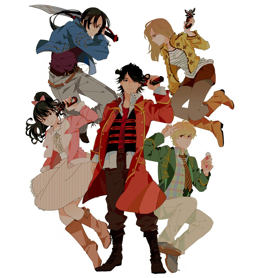 luka millfy, ahim de famille, captain marvelous, joe gibken, and don dogoier (super sentai and 1 more) drawn by funpjinju