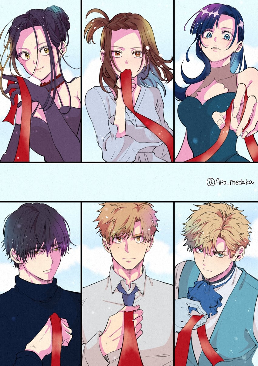 yuitsuka inori, kamisaki hikaru, akeuraji tsukasa, yodaka jun, and sonidori rioh (medalist) drawn by apo_medaka