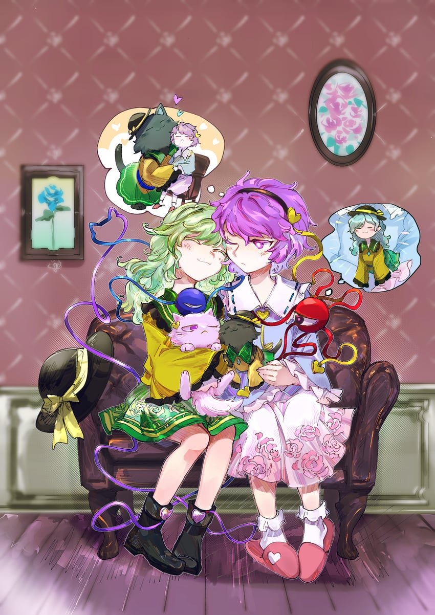 komeiji koishi and komeiji satori (touhou) drawn by chamaruk