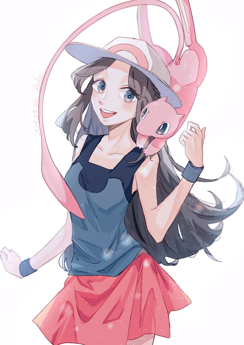 leaf and mew (pokemon and 1 more) drawn by r.aka.