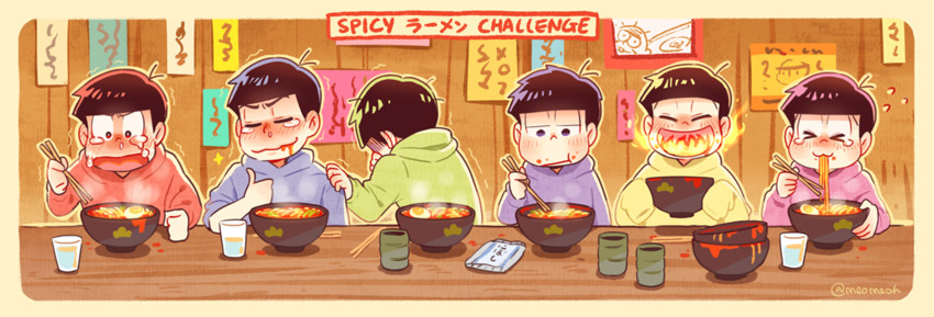 matsuno osomatsu, matsuno karamatsu, matsuno ichimatsu, matsuno jyushimatsu, matsuno choromatsu, and 2 more (osomatsu and 2 more) drawn by meoon